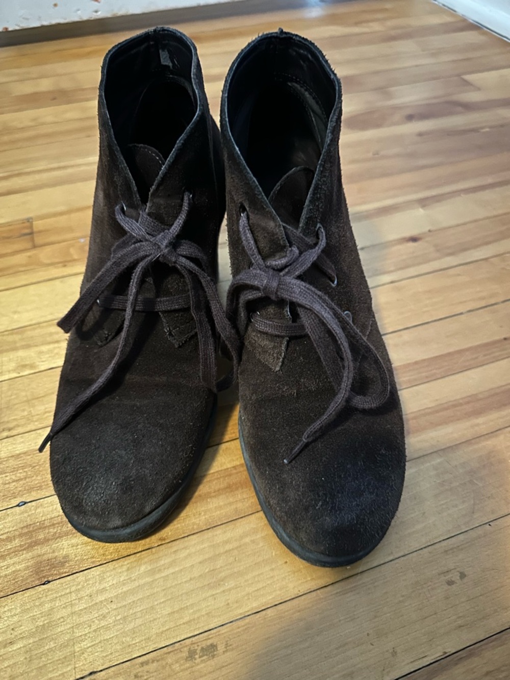 Aerosole Black Suede Lace-Up Ankle Boots